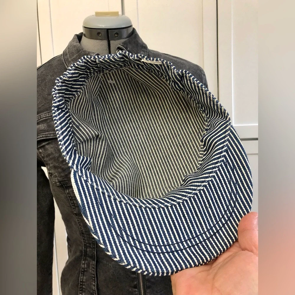 Vintage Blue and White Striped Railroad Museum Cap - Picture 9 of 10